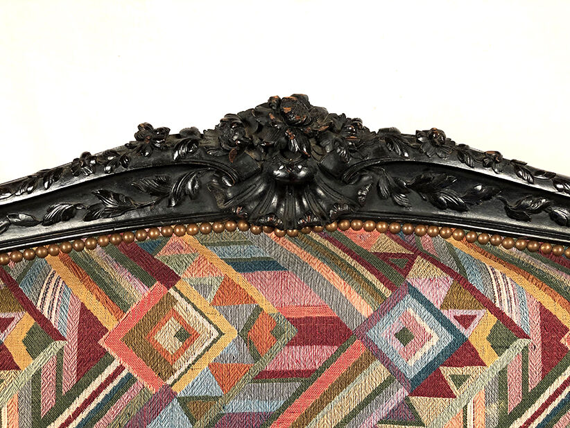 Large Napoleon III bench in blackened wood