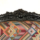 Large Napoleon III bench in blackened wood