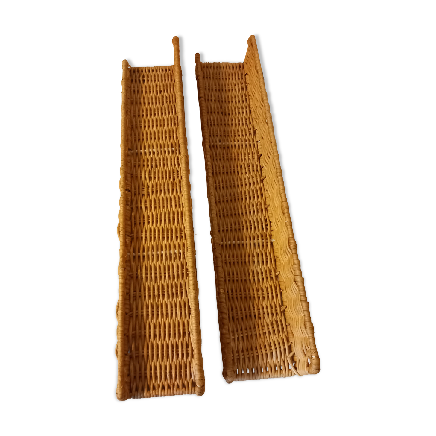 Set of 2 small wicker wall shelves - spice shelves