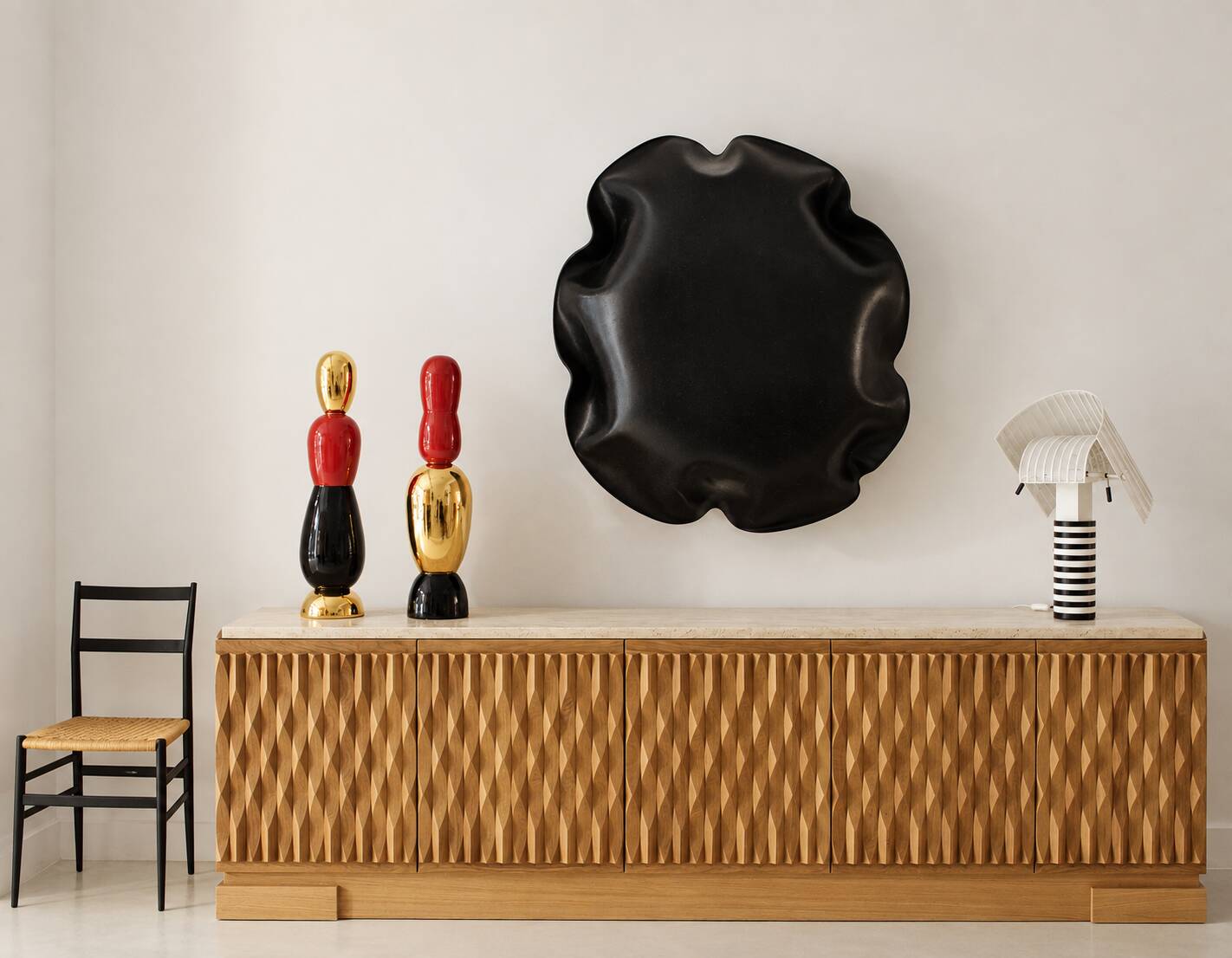 Contemporary Jordi Ribaudí Black Natural Leather Wall Sculpture, 2025