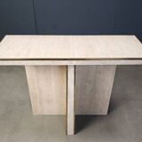 Console vintage en travertin et laiton, années 1970