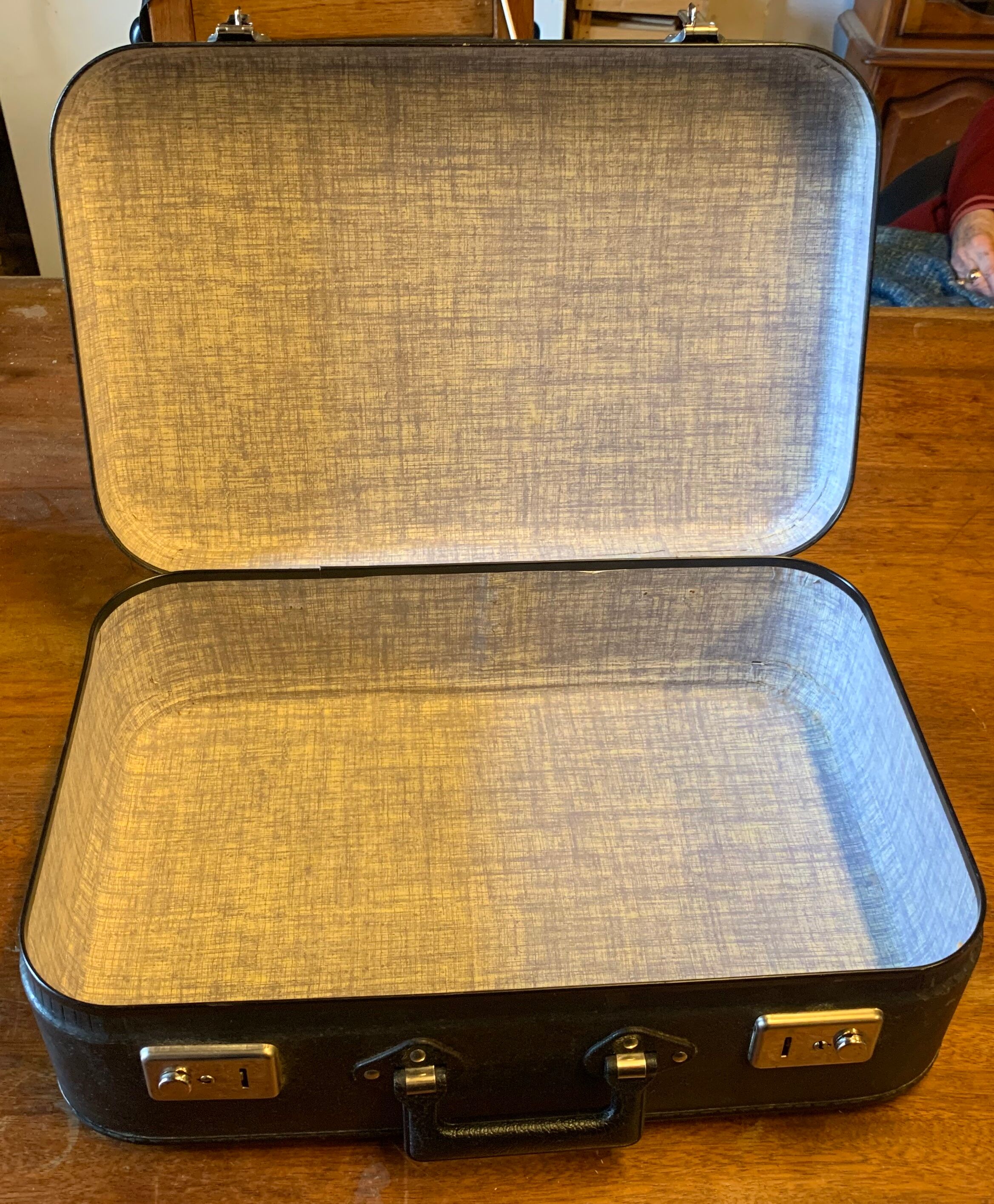 Black suitcase retro style