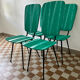Chaises skaï vert années 50