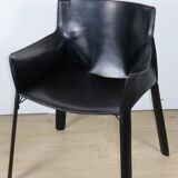 Fauteuil vintage en cuir noir - Années 80