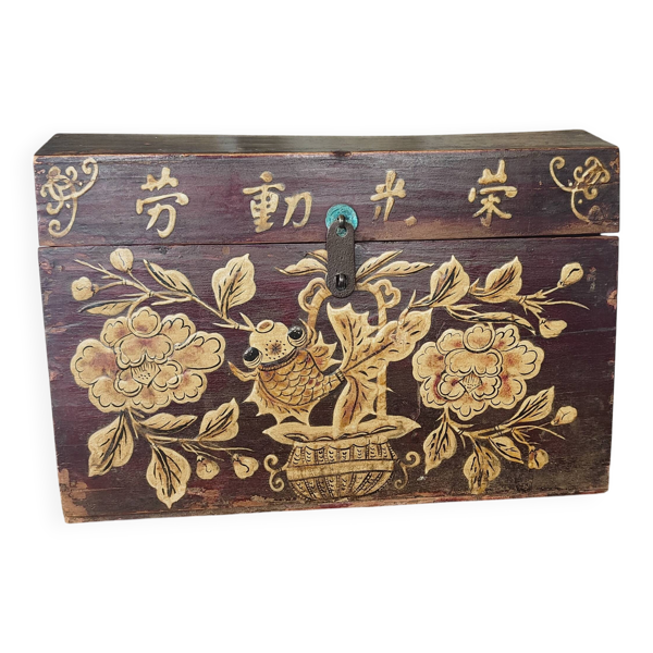 Male Chinoise ancienne motifs floraux et poisson
