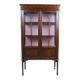 Antique English display cabinet. Marquetry with floral patterns and ribbons.