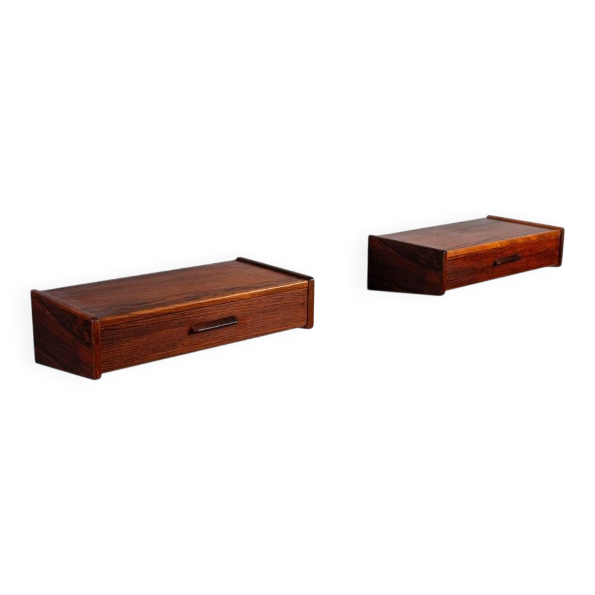 Pair of Scandinavian floating nightstands rosewood Denmark 1960