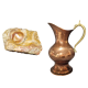 Lot copper pitcher and marble ashtray