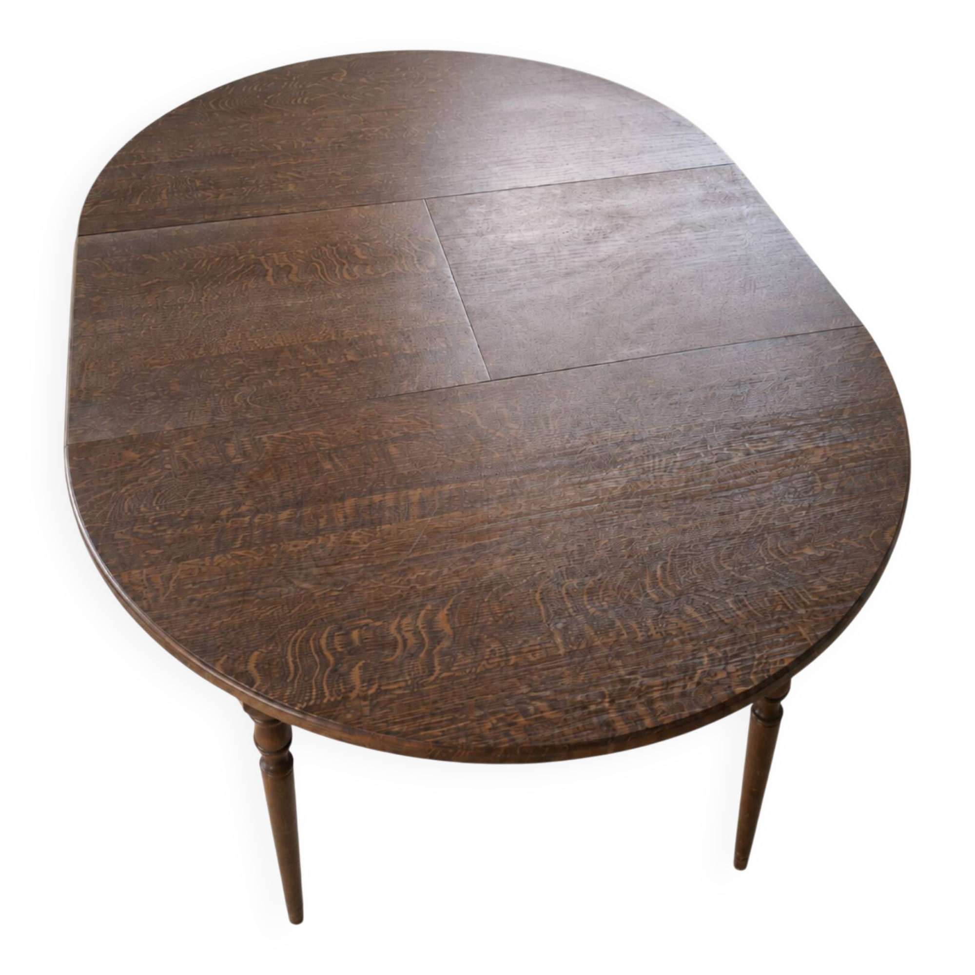 Vintage extendable round table in dark brown wood, Ø100 to Ø140 cm