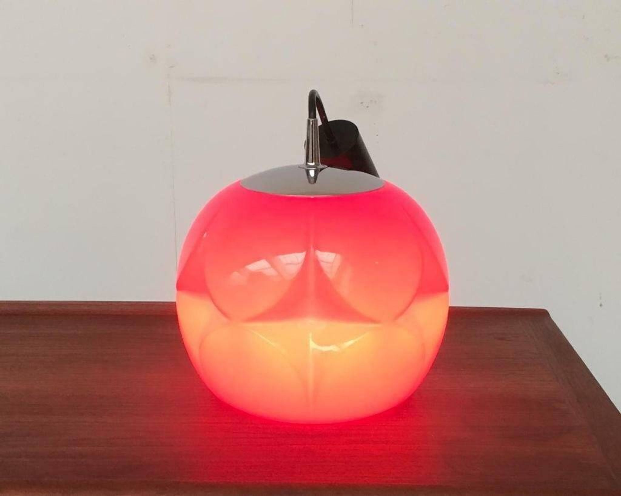 Vintage German space age glass ball pendant lamp by Peill & Putzler, 1970s.