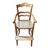 Ancienne chaise d’enfant en bois – assise cannée – mobilier rustique