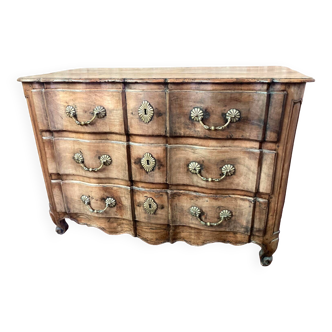 Old 18th century chest of drawers in blond walnut