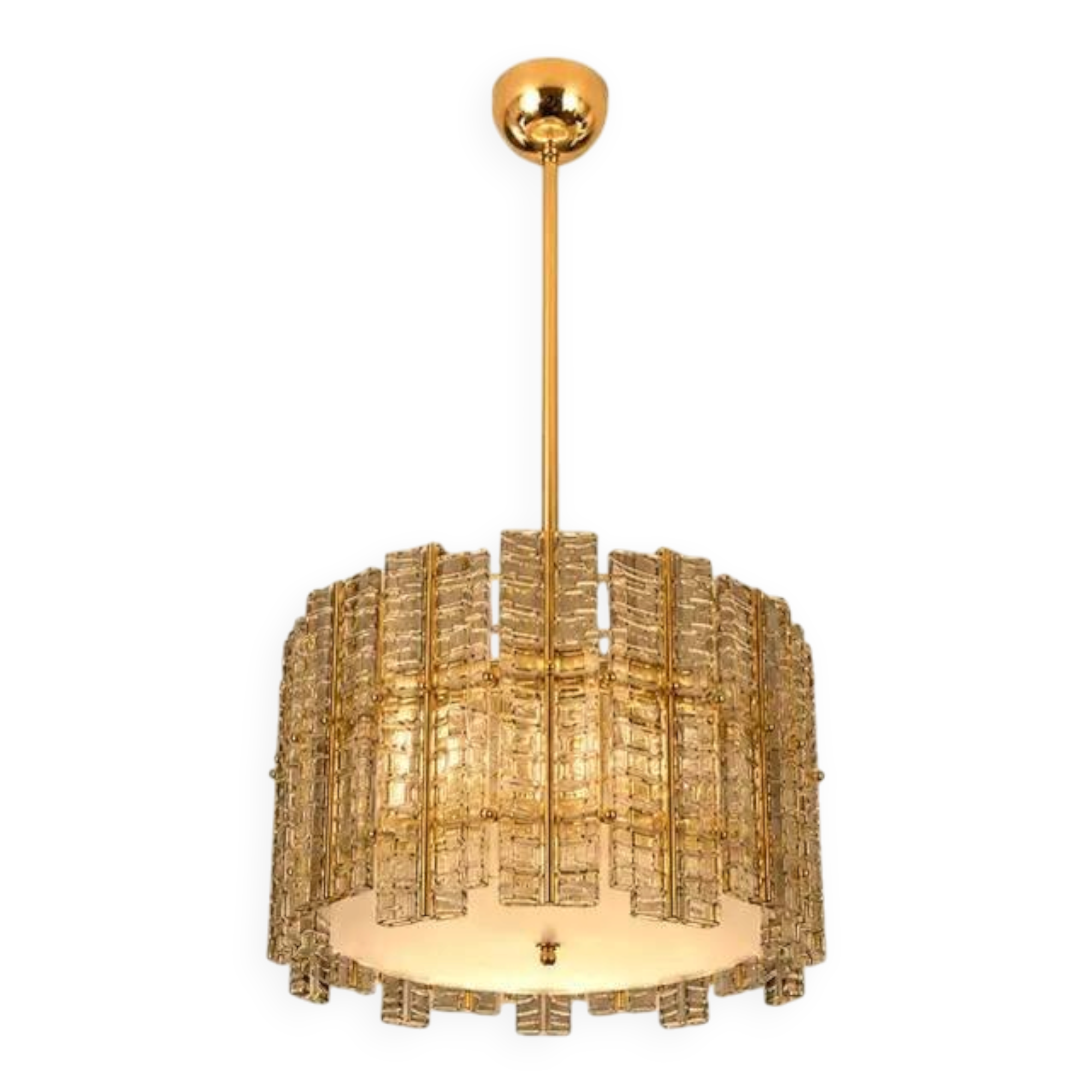 Contemporary Modern Italian Fumè “Tropical” Murano Glass Gold Chandelier
