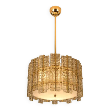 Contemporary Modern Italian Fumè “Tropical” Murano Glass Gold Chandelier