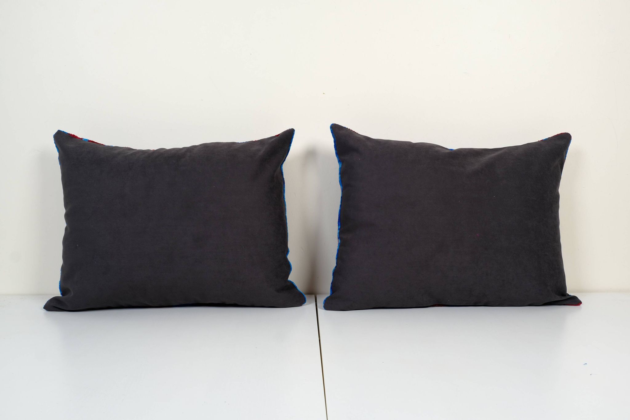 Handmade blue ikat velvet pillows