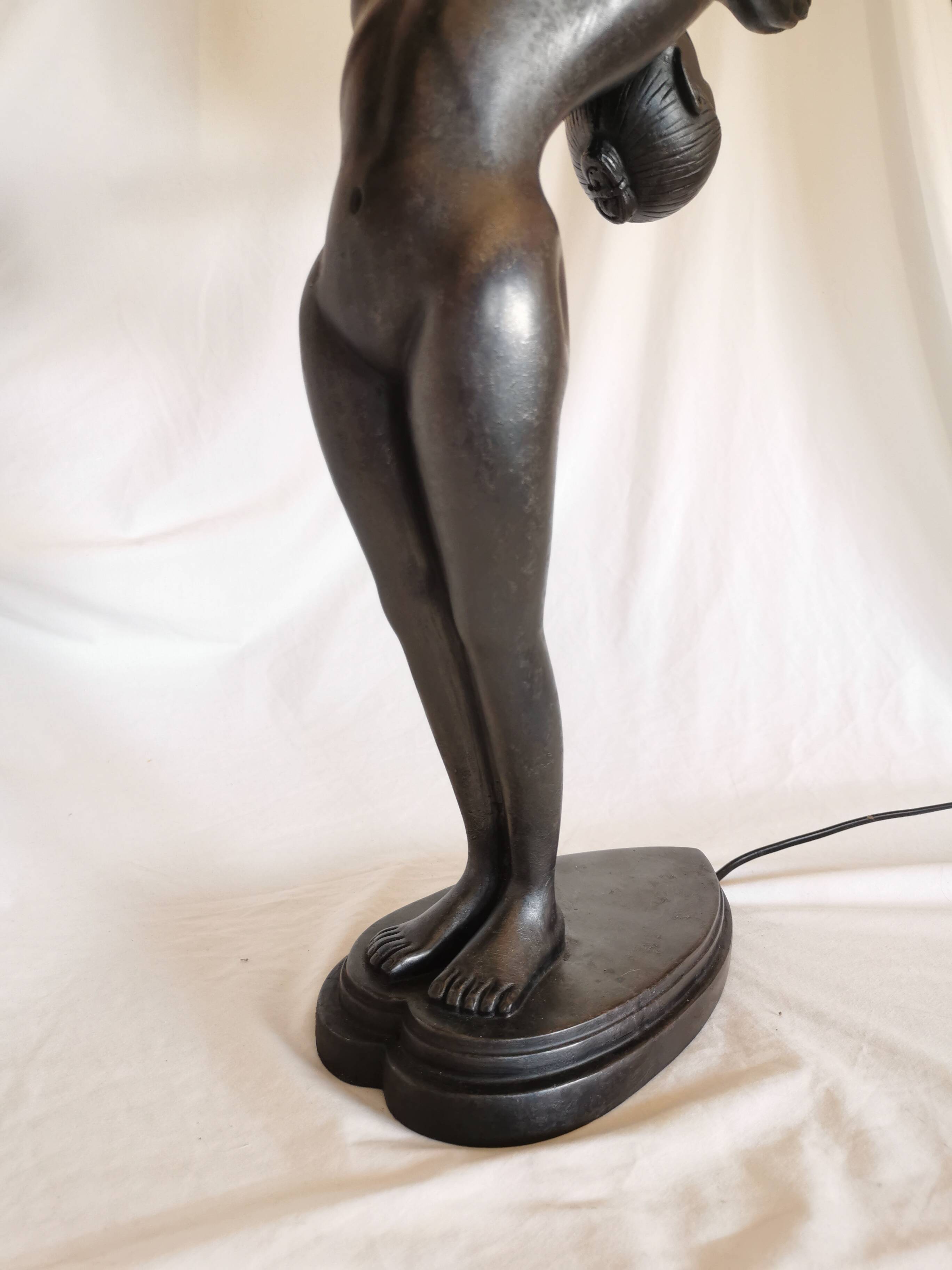 Large lamp, woman with ball, yoga, art deco style, 1980