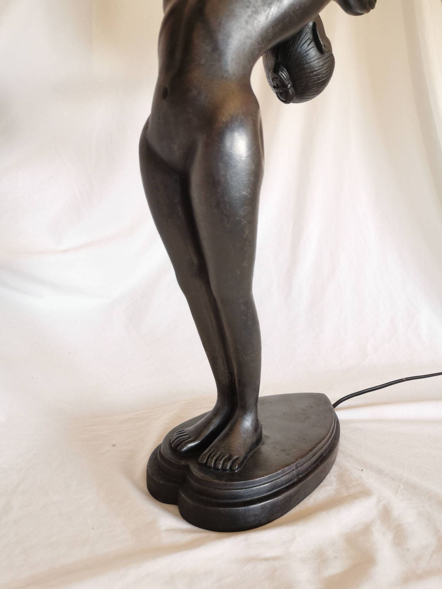 Large lamp, woman with ball, yoga, art deco style, 1980