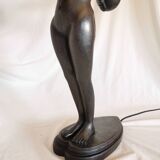 Large lamp, woman with ball, yoga, art deco style, 1980