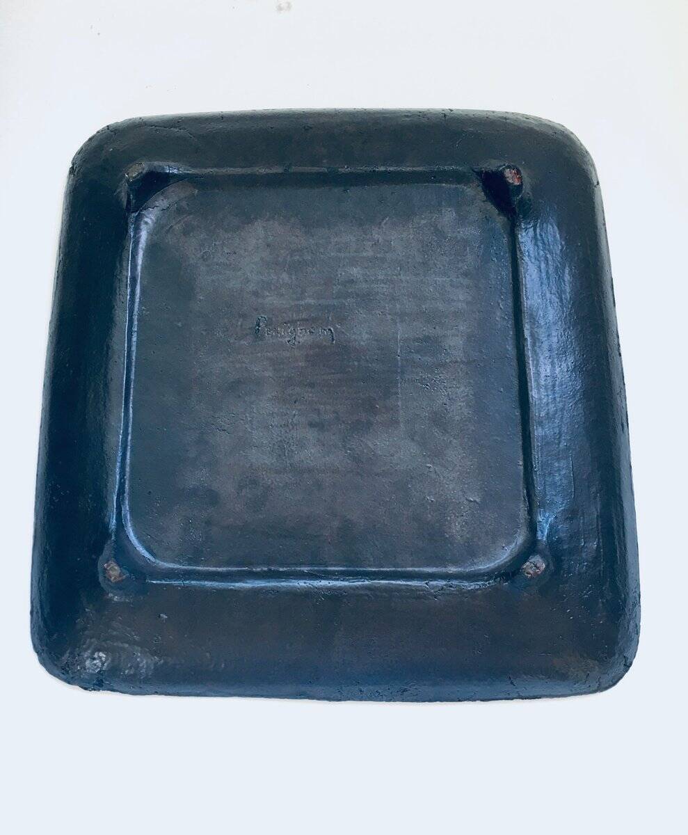 Vintage Brutalist Art Studio Ceramics Square Dish by Amphora Perignem, 1960s