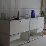 Lot of 3 designer furniture: usm haller white: 1 column with 2 modules.