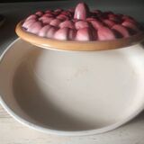 Glazed ceramic dessert plate with strawberry design.