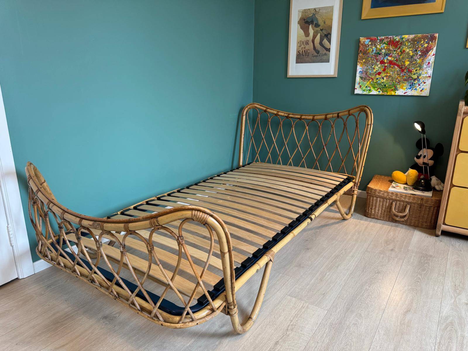 Vintage rattan bed