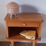 Scandinavian bedside oak compass feet 50-60s