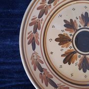 Ancienne Assiette HB Quimper Céramique Décor Géométrique Floral Brun Jaune