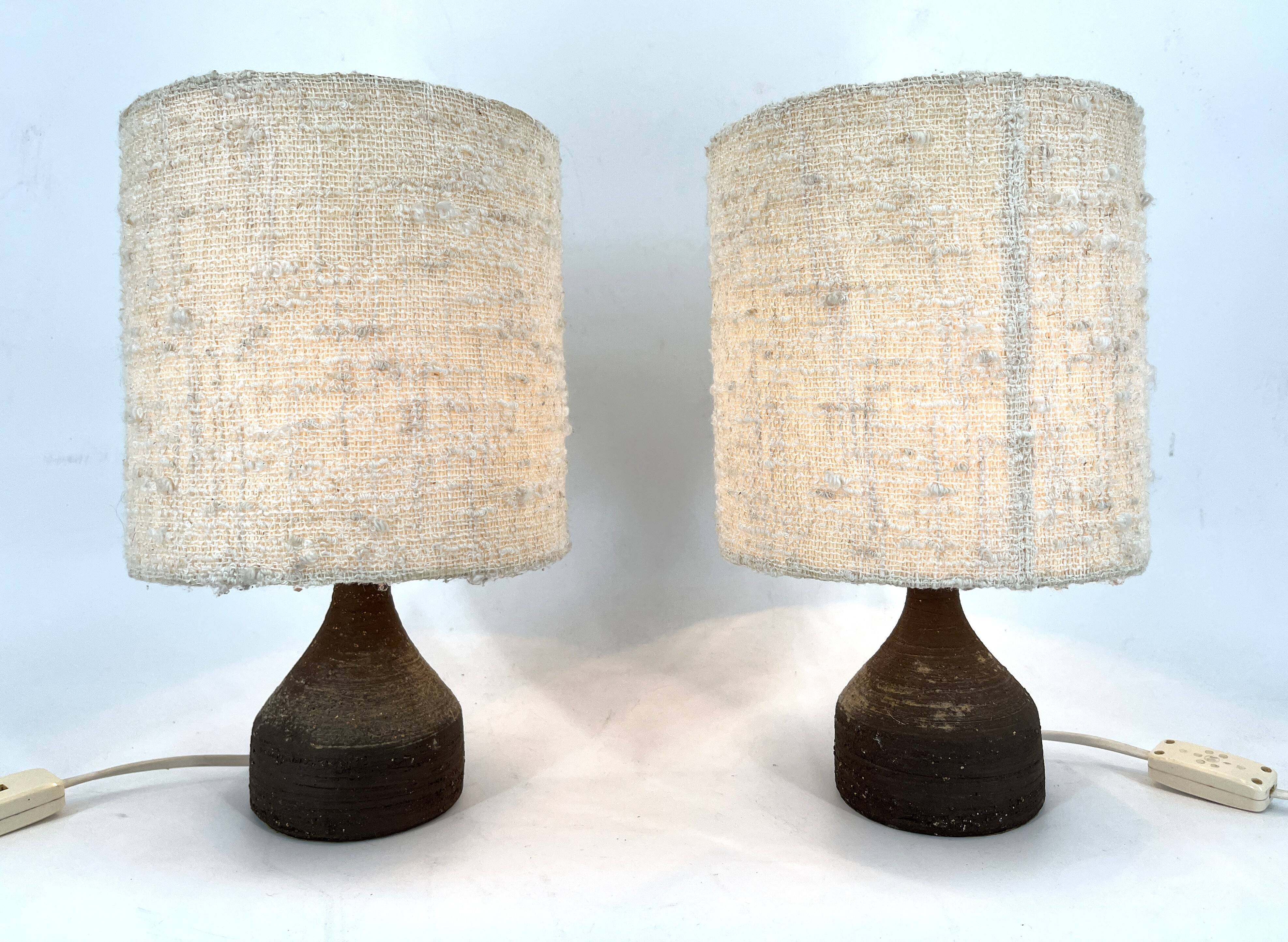 1960s Ceramic Table lamps With Original Fabric Shade From Krösselbach