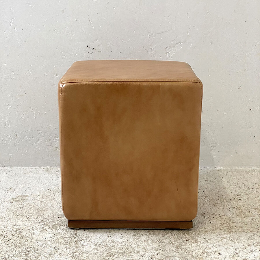 Vintage pouf 70's skaï ochre