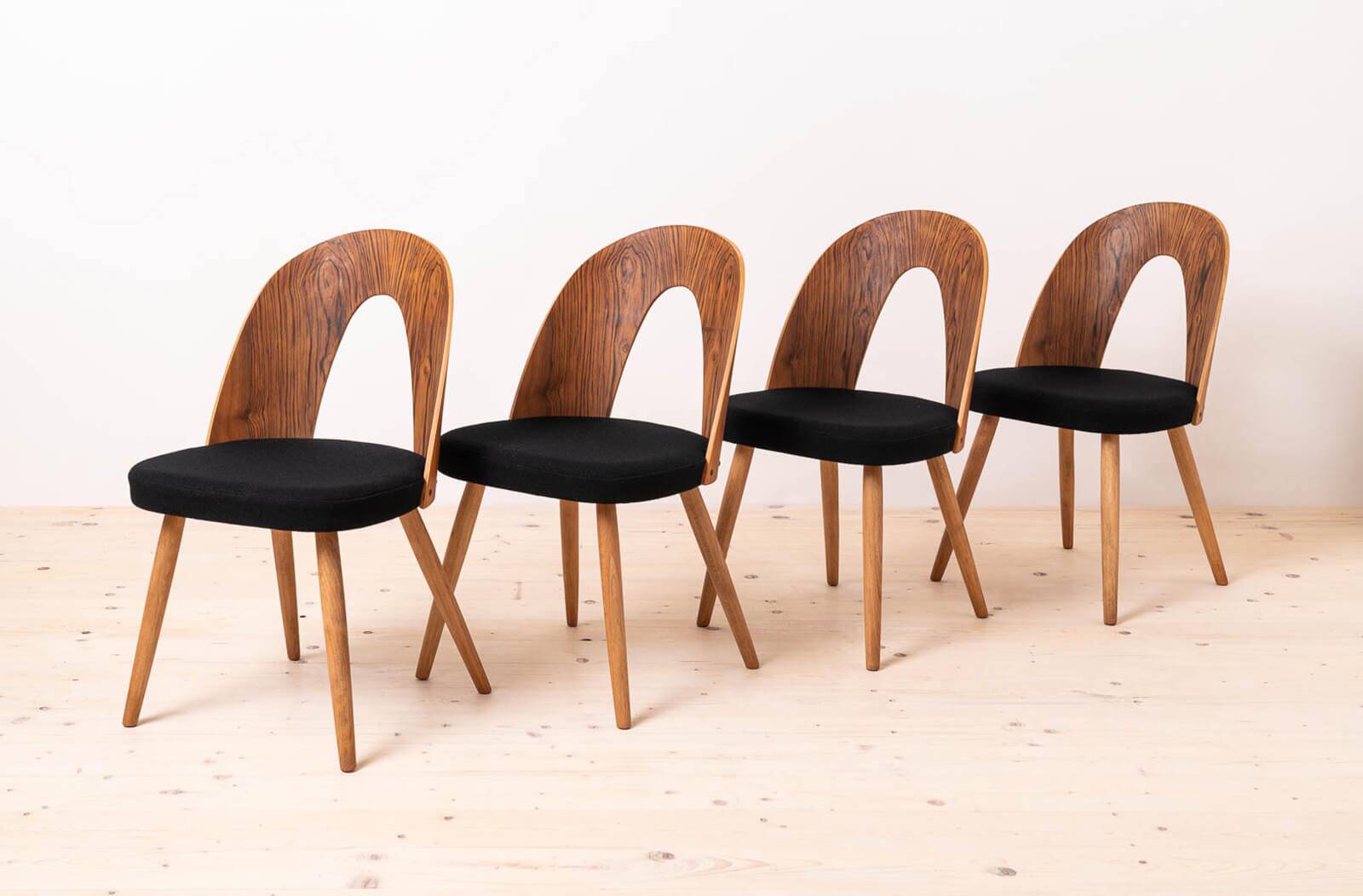 Set of 4 Mid Century Dining Chairs by A.Šuman, Reupholstered in KVADRAT