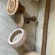 Vintage Stoneware Mismatched Candlesticks