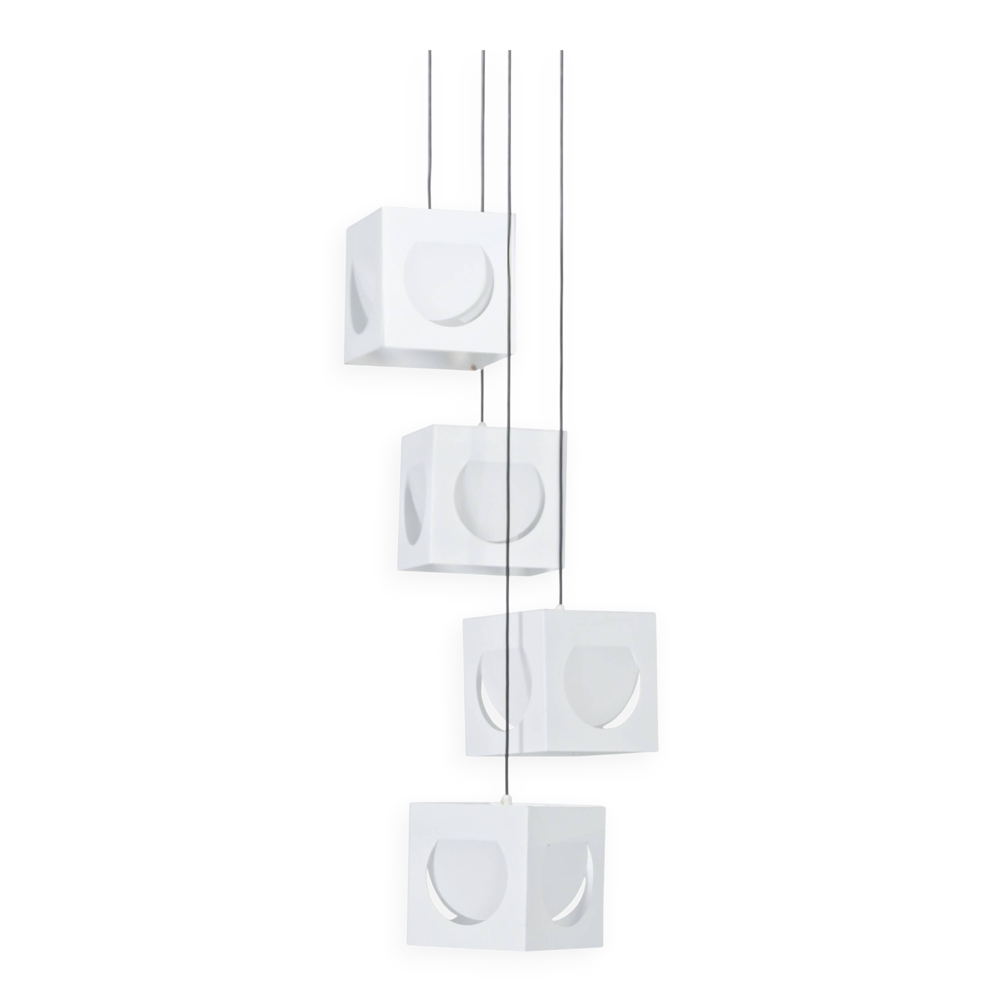 Scandinavian pendant lamp by Shogo Suzuki for Stockmann Orno, 1960s – set of 4 cube lamps