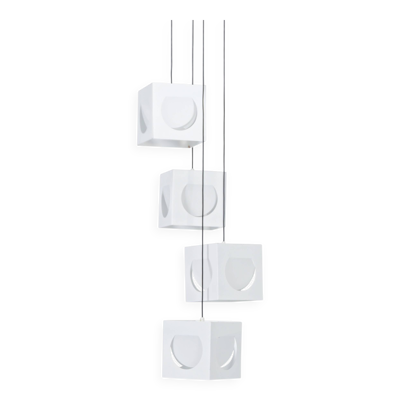 Suspension scandinave par Shogo Suzuki pour Stockmann Orno, années 1960 – ensemble de 4 lampes cube