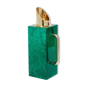 Thermos pitcher in green parchment and brass by Aldo Tura 1960