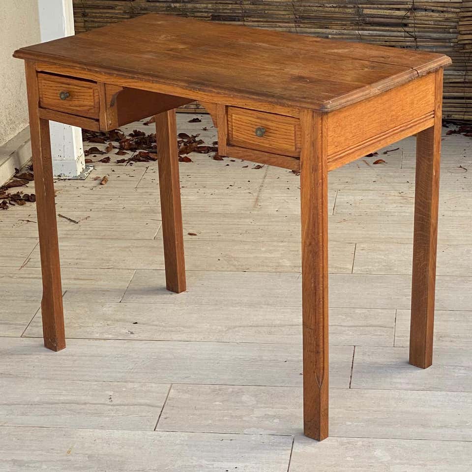 Desk with 2 drawers, oak, France, 1940
