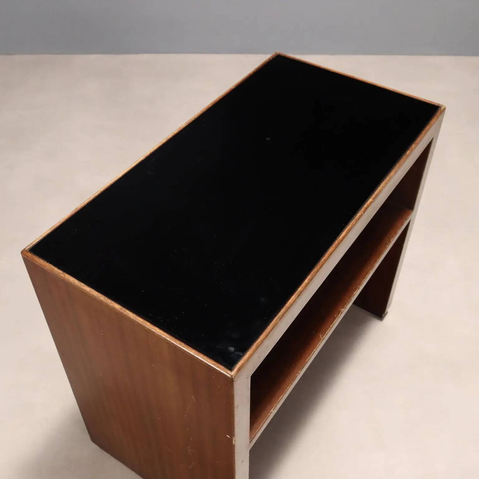 Vintage shelf in mahogany veneer, Italy, 1940s-1950s.