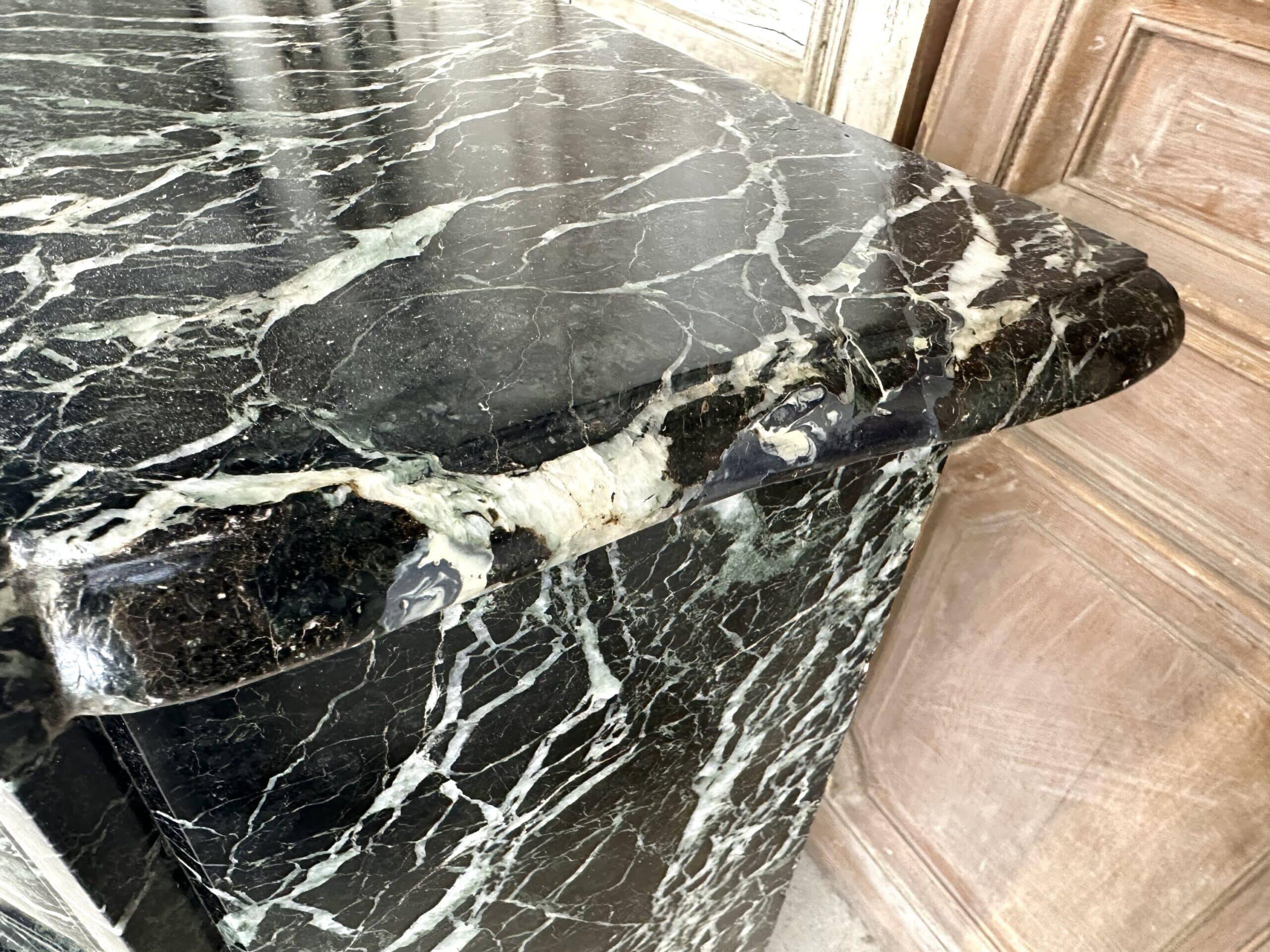 Louis XV style fireplace in green marble, 1900s