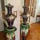 Large pair of polychrome earthenware vases, circa 1860.