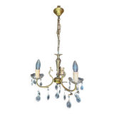 3-light brass pendant light with glass and pendants