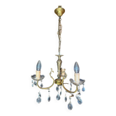 3-light brass pendant light with glass and pendants