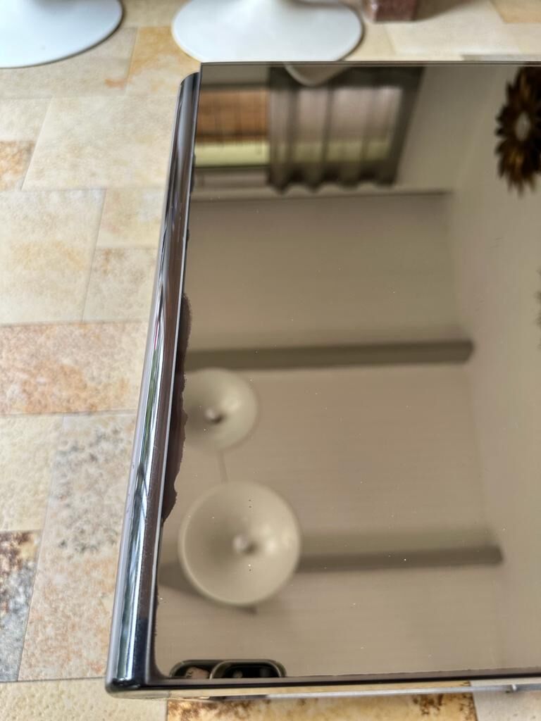 Small chrome-plated metal service