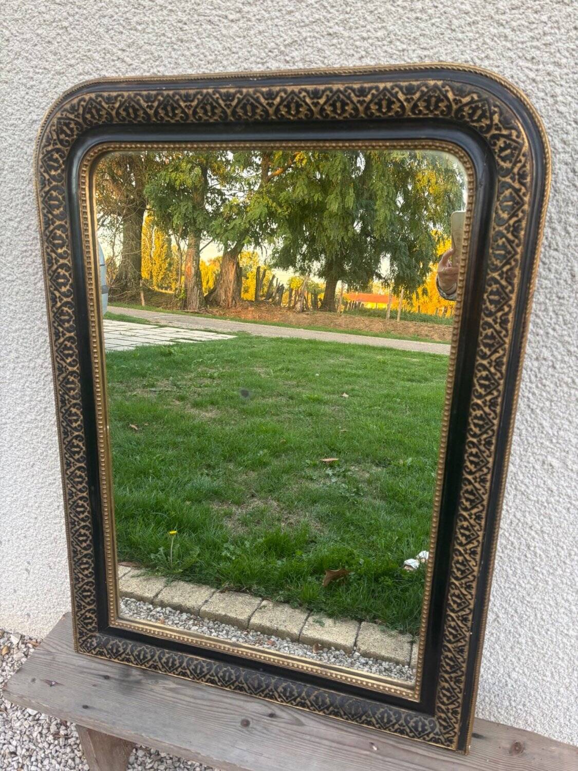Miroir  Napoléon III bois ébonisé et dorure XIXe siècle