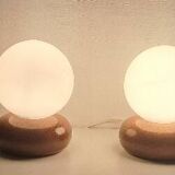 Paire lampes de chevet en bois