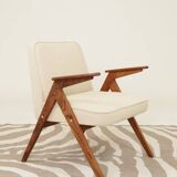 Fauteuils MID century chaise longue vintage en écru lot de 2 fauteuils