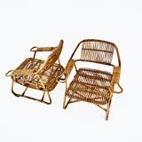 Pair of Italian rattan armchairs, 1960s