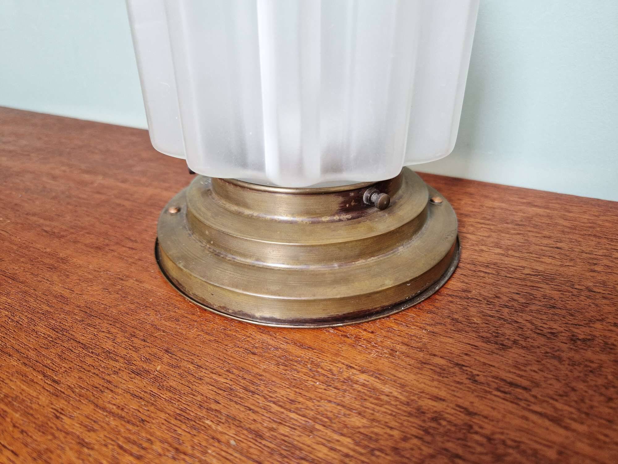 Art Deco skyscraper ceiling light in satin glass, 1930s