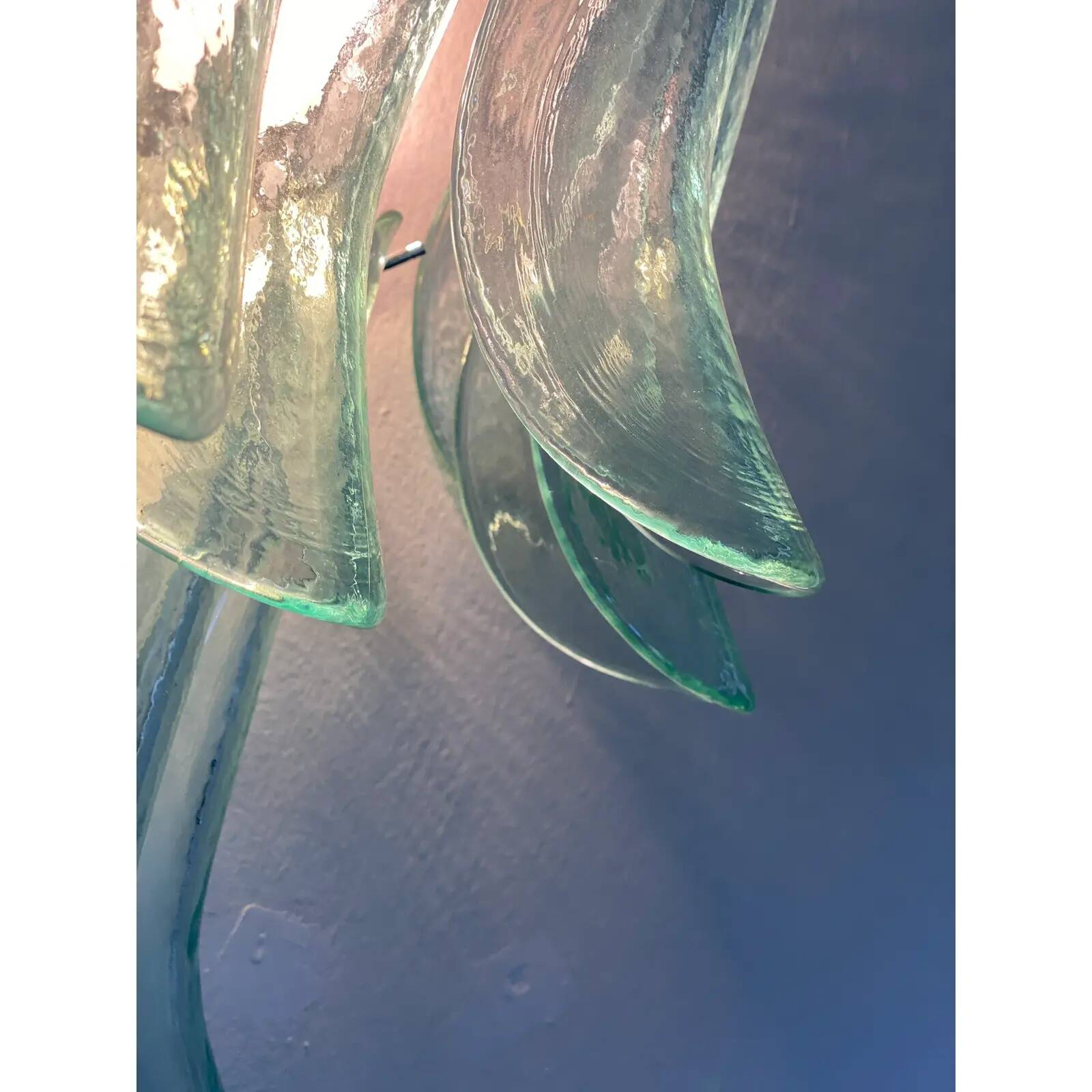 Pair of Italian Contemporary Murano Glass “Selle” Sconces with Green Water