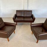 Canapé 2 places g. thams vintage rétro danois du milieu du siècle en cuir de coco des années 60