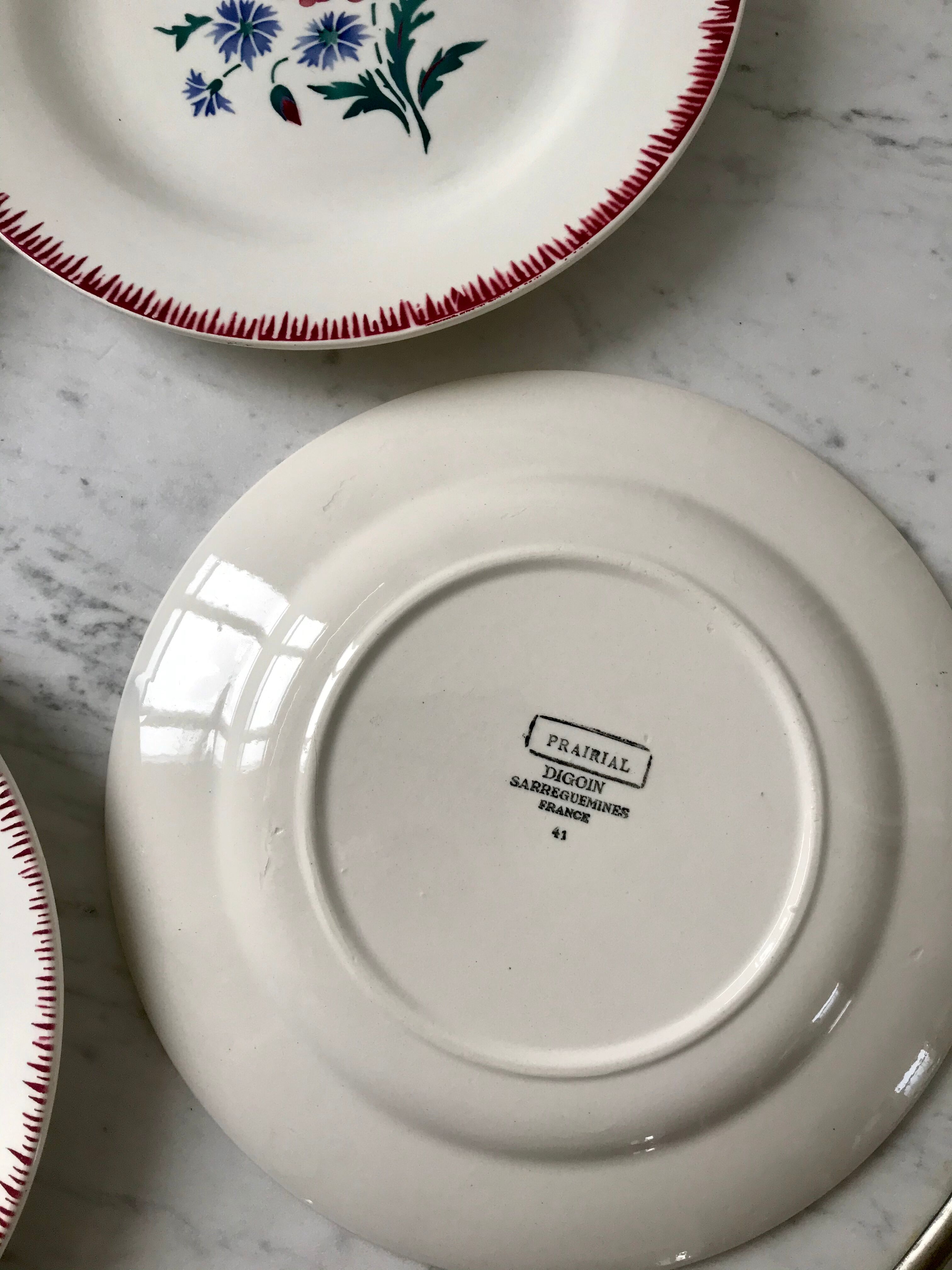 Lot of 4 dessert plates Digoin Sarreguemines model Prairial